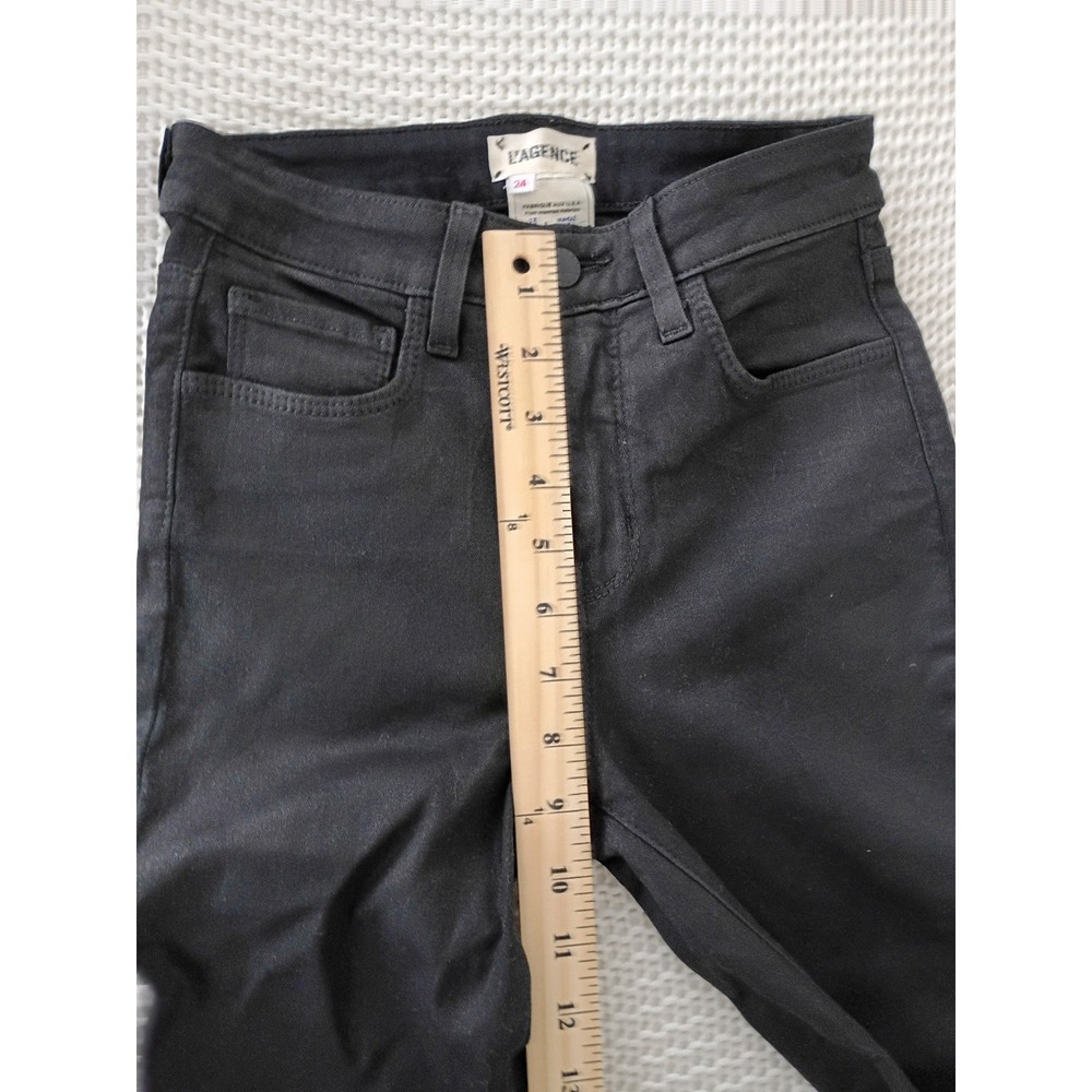 L AGENCE Margot High Rise Noir Black Coated Skinny Jeans Size 24x25 USA $275 - Picture 5 of 10
